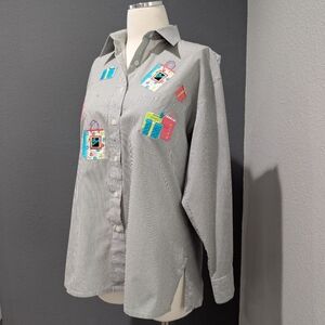 MiLi Designs Vintage Novelty Shopping Button Up Shirt Size Medium